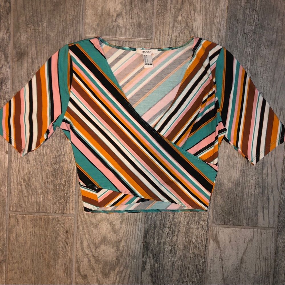 Forever 21 colorful criss cross crop top